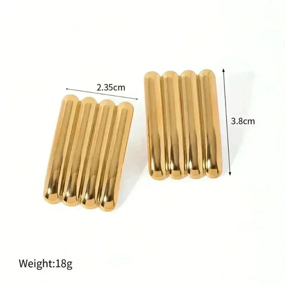 Preppy Women's 1 Pair Vintage Waterproof Stainless Steel Ribbed Earrings - Picture 9 of 9